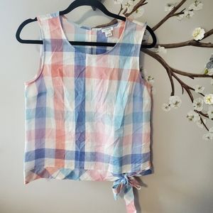 J CREW gingham side tie Sleeveless top size 4